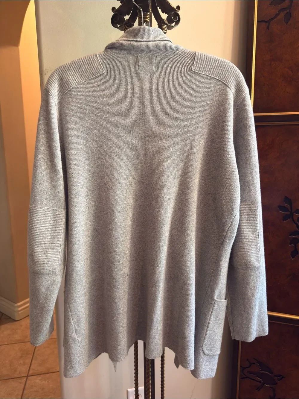 Light Gray Open-Front Knit Jacket - Picture 2 of 16